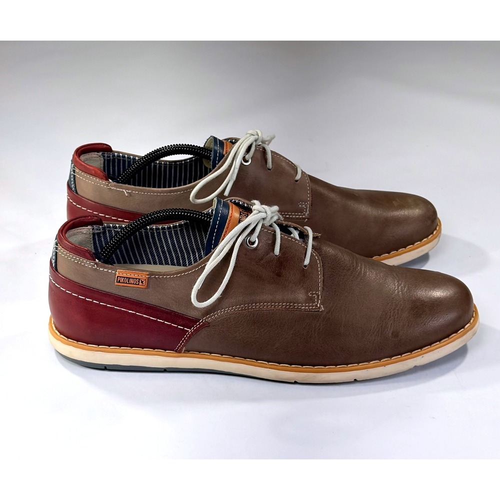 Pikolinos Jucar Derby Shoes Mens 45 Brown Burgundy Leather Casual Preppy Sneaker